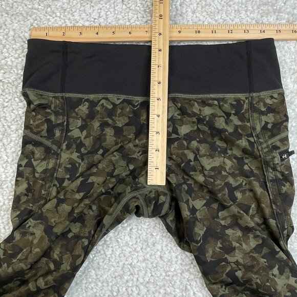 Lululemon Run Top Speed Crop Legging Green Camo Womens 8 - Picture 8 of 9